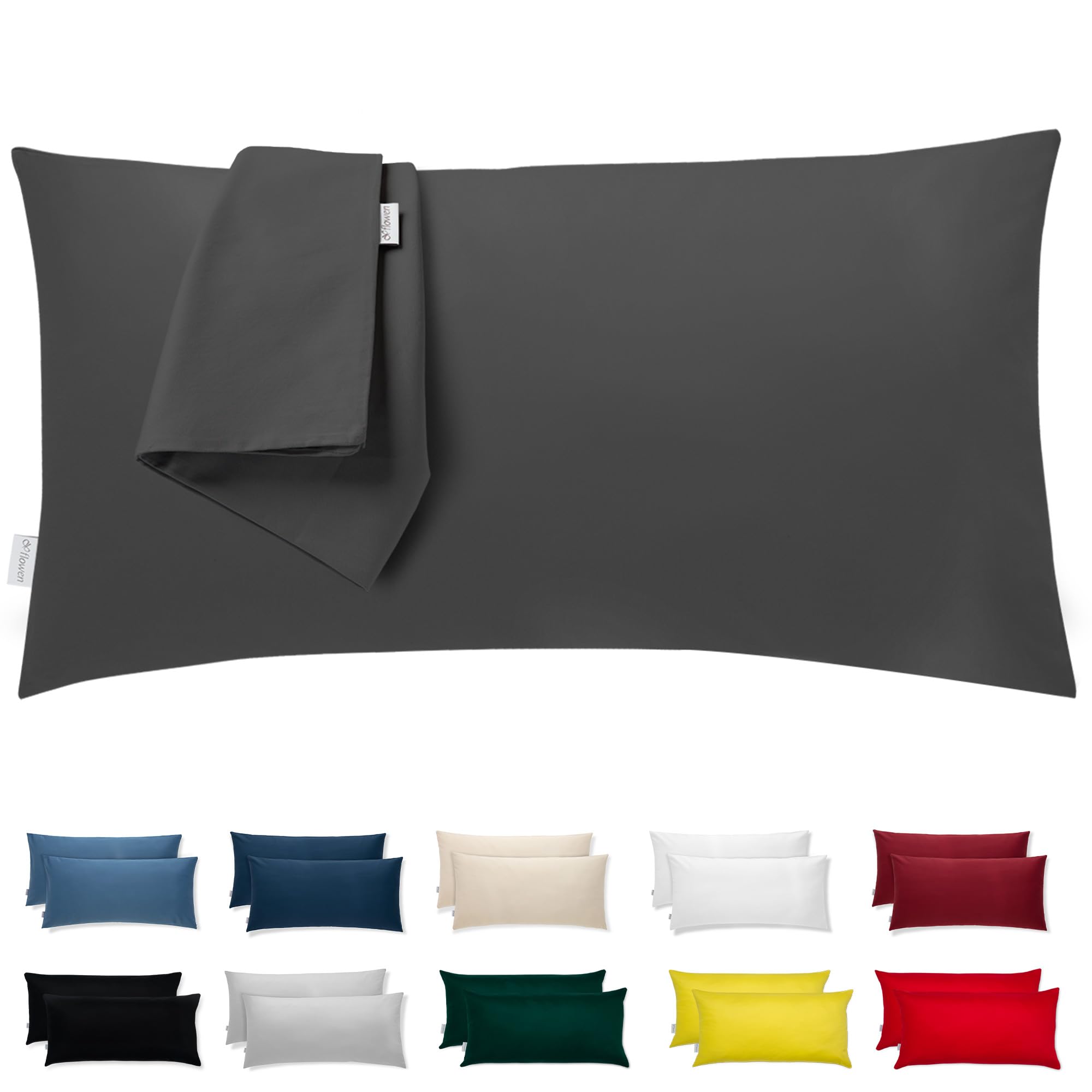 2 x Poszewka na poduszkę 40 x 80 cm, z mikrofibry, dekoracyjna, na łóżko, sofę, super miękka, odporna na roztocza, oddychająca, z ukrytym zamkiem błyskawicznym, w pełni nadająca się do prania