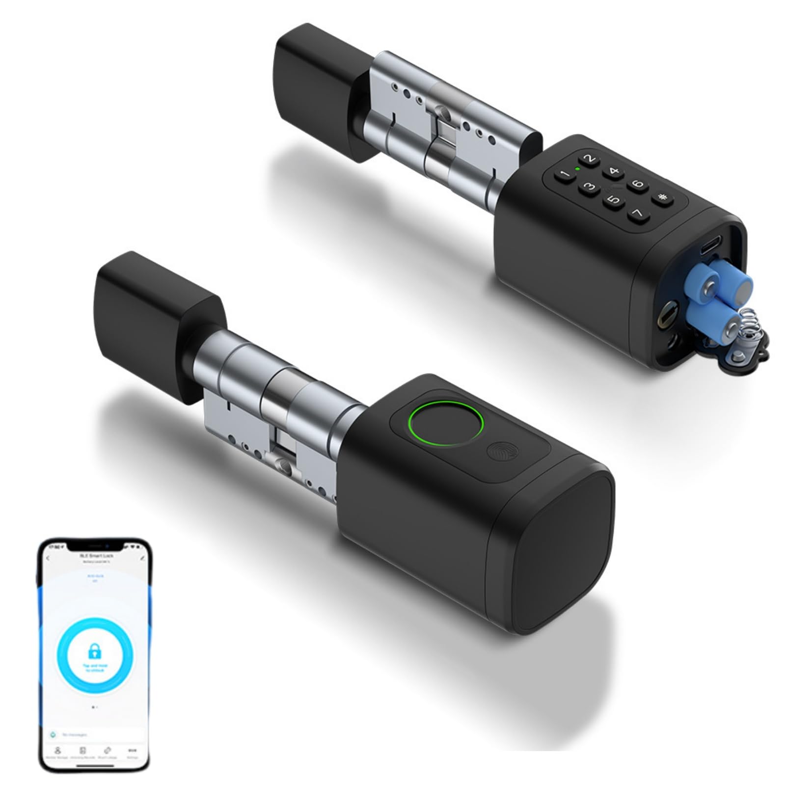 Inteligentny zamek z odciskiem palców 5 w 1 – Regulowany cylinder 60-90mm