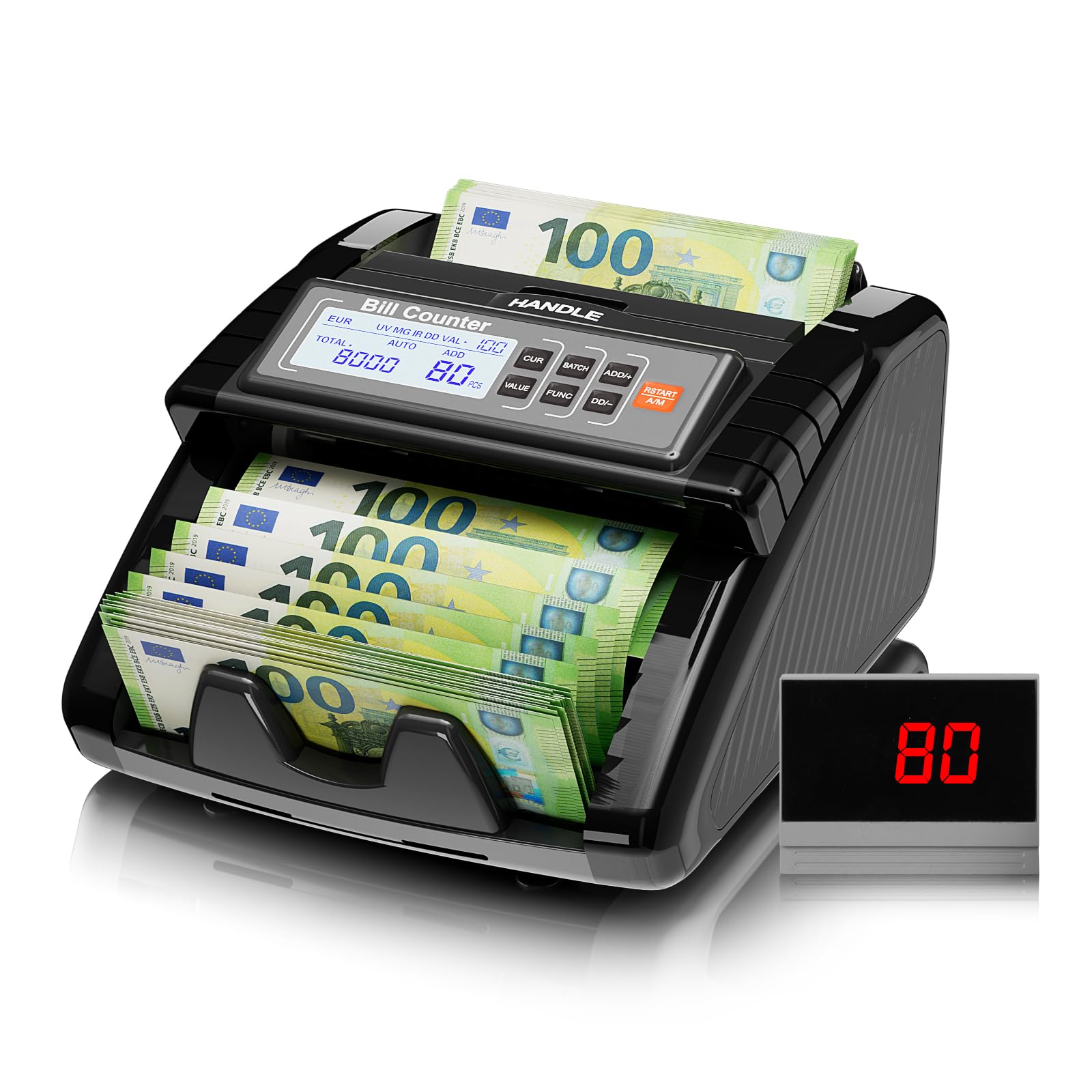 AL1000 maszyna do liczenia pieniędzy, UV/IR/DD/MG, funkcja liczenia wartości, funkcja partii i dodawania, wyświetlacz LCD, 1200 banknotów/min, obsługuje wiele walut, czarna czarny