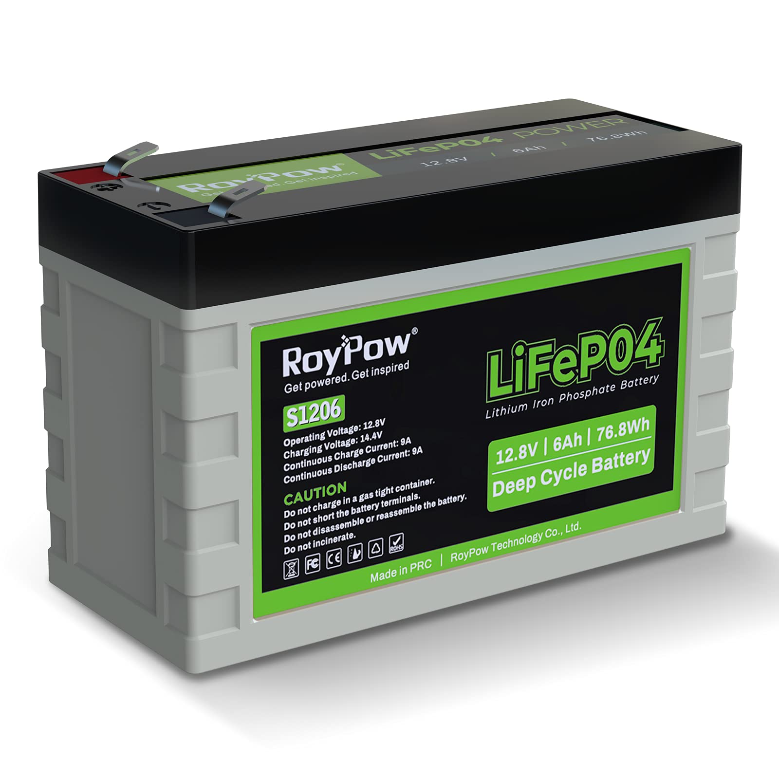 RoyPow LiFePO4 Deep Cycle akumulator 6 Ah 12 V do ponownego ładowania litowo-żelazowo-fosforanowy