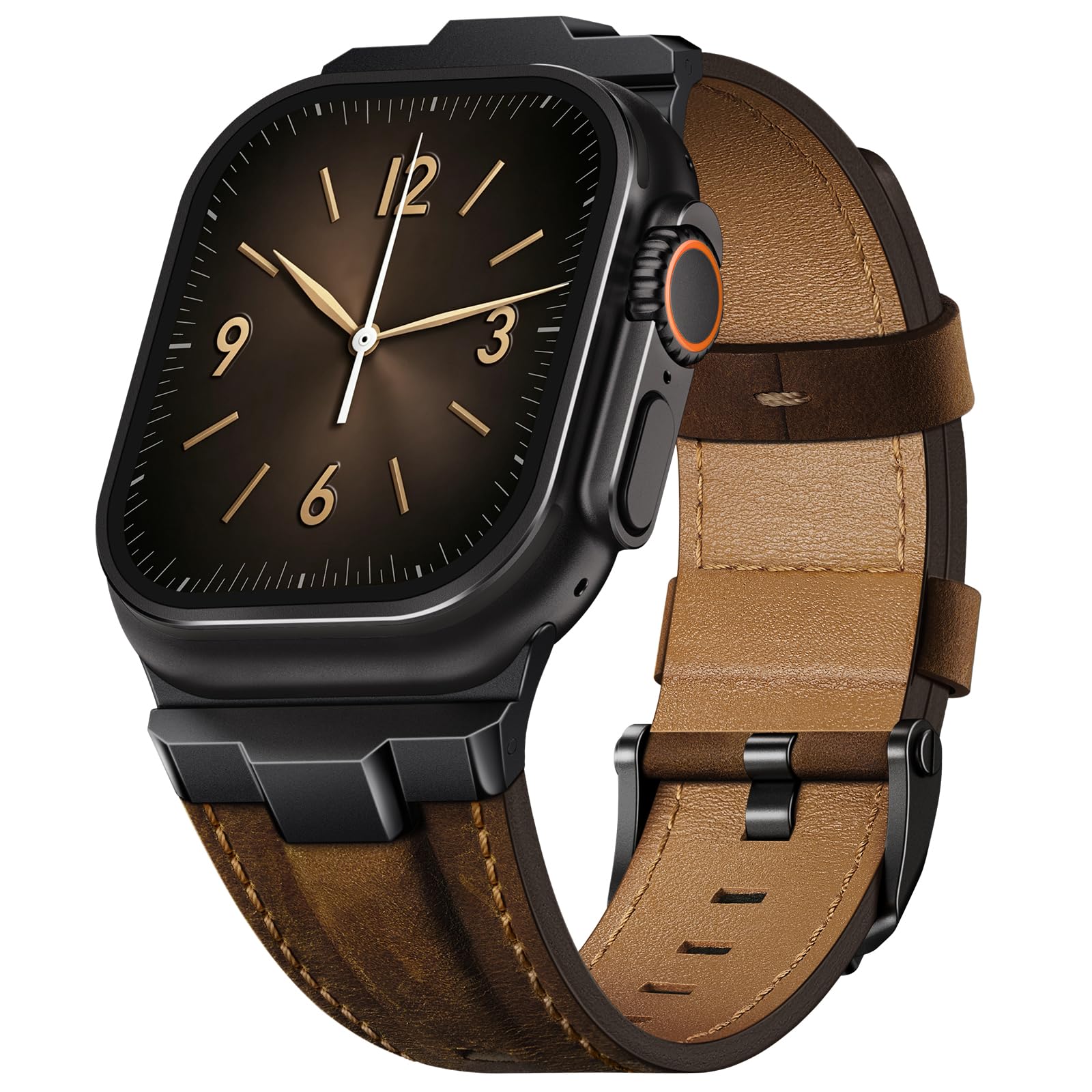 Prawdziwy skórzany pasek kompatybilny z Apple Watch Ultra 3/2/1 49 mm, 46 mm, 45 mm, 44 mm, 42 mm, wytrzymały pasek z metalowym przyłączem dla kobiet i mężczyzn, iWatch SE 3 Series 11 10 9 8